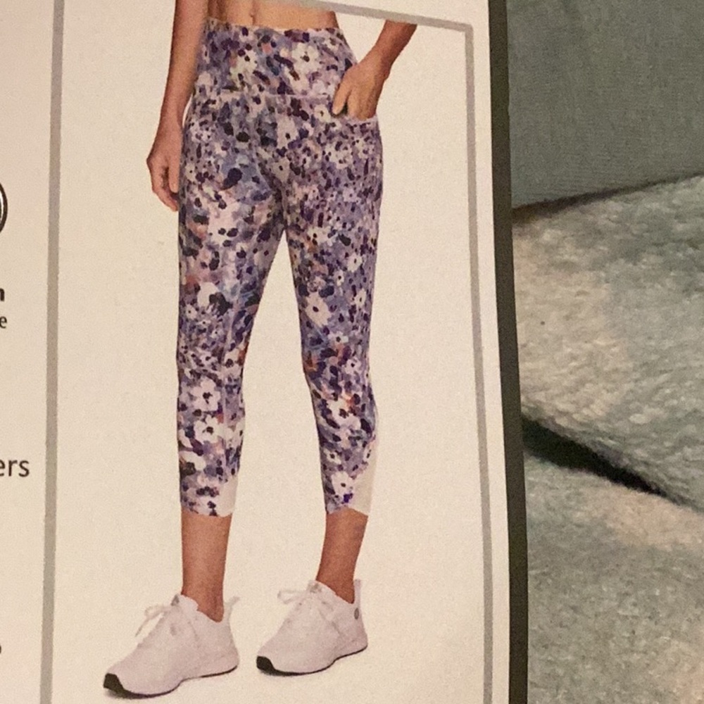 RBX Squat Proof Capri Legging w/ Floating Pockets, Tulip Hem w/ Mesh Details
